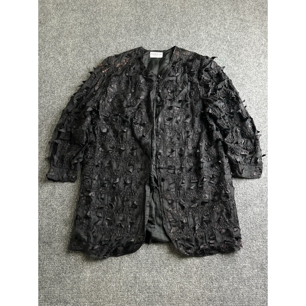 Women's Vintage Givenchy En Plus Black Textured Jacket Blazer, Size 46 XL